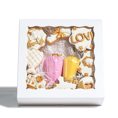 8x8x2 Inch Bakery Boxes with Window - 50 Pack White Corrugated Cookie Boxes for Cookies, Cakes & Desserts (Variation: White+50)