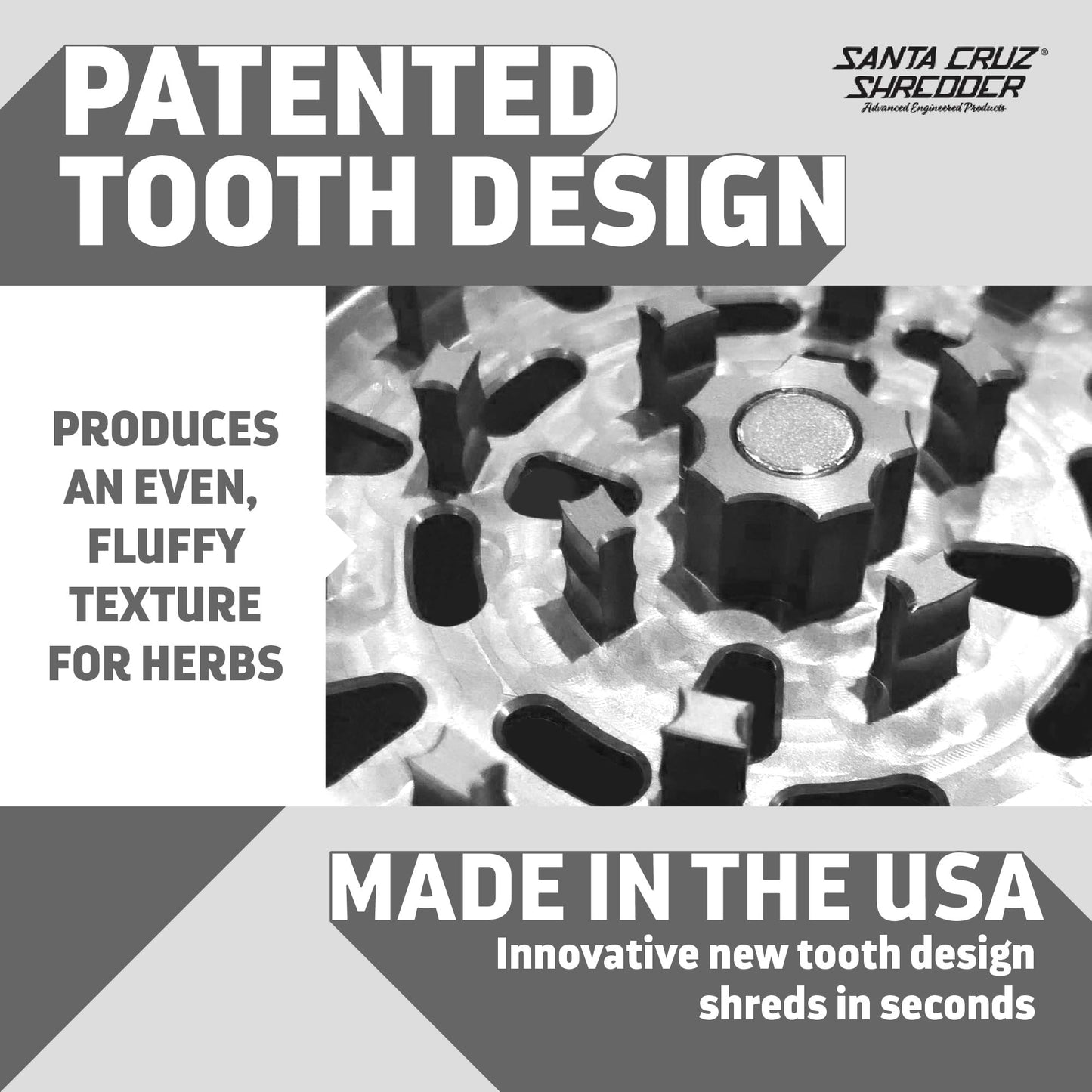 Santa Cruz Shredder Metal Herb Grinder Knurled Top for Stronger Grip 3 Piece Small 1.7" (Grey)