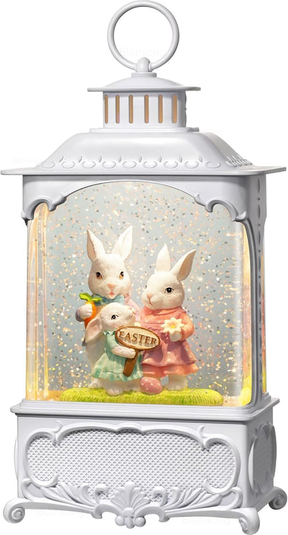 Skiennix Easter Snow Globe Lantern - Timer & USB/Battery Powered Bunny Decor | 10.2 Inch