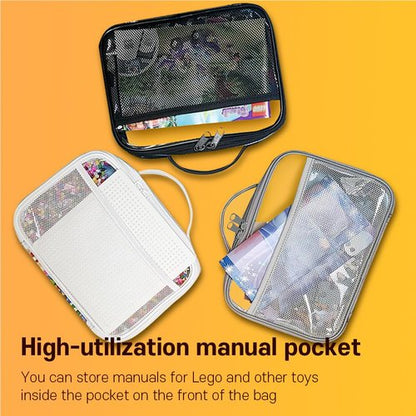 Holay PVC Zippered Blocks Set - 4 Pack Toy & Clay Storage Organizer Case | Large White with Name Tag & Manual Pocket