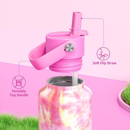 POWCAN 18 oz Vacuum Water Bottle - Lightweight, Leakproof, BPA-Free Flask with Straw | Citrus Dream Color