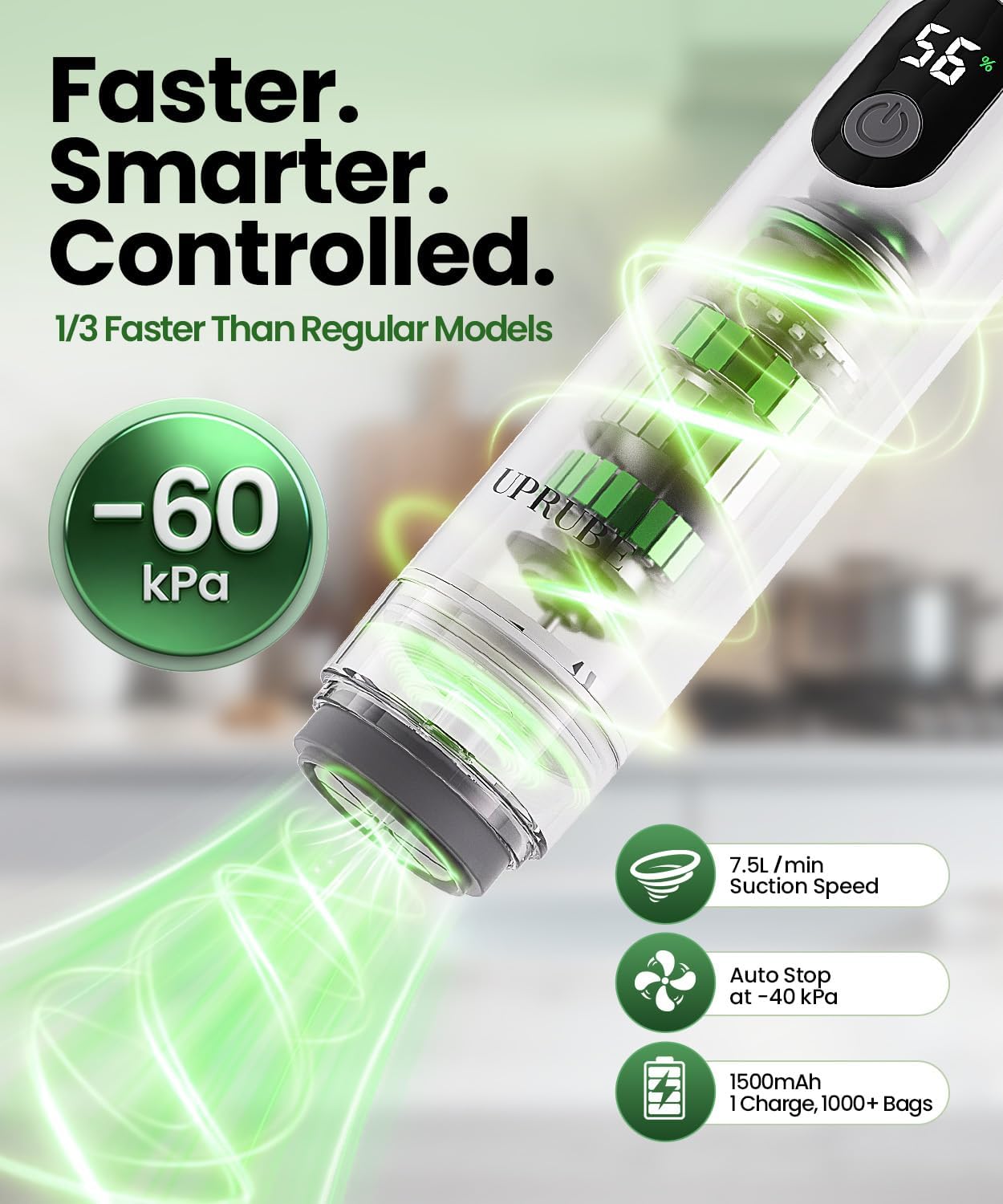 Skiennix Compact Vacuum Sealer - Powerful Handheld Food Sealer with LED Display & 30 Reusable Bags