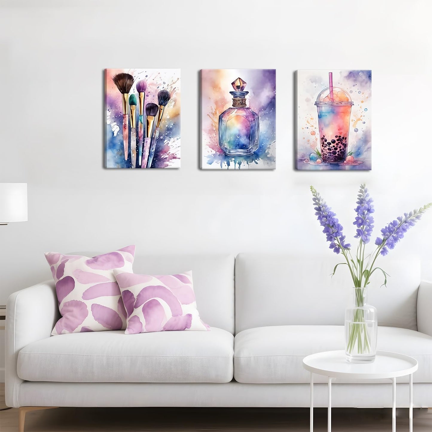 Skiennix Framed Teen Girls Bedroom Wall Art - Colorful Fashion Makeup & Drink Prints | 12x16 Inch Decor