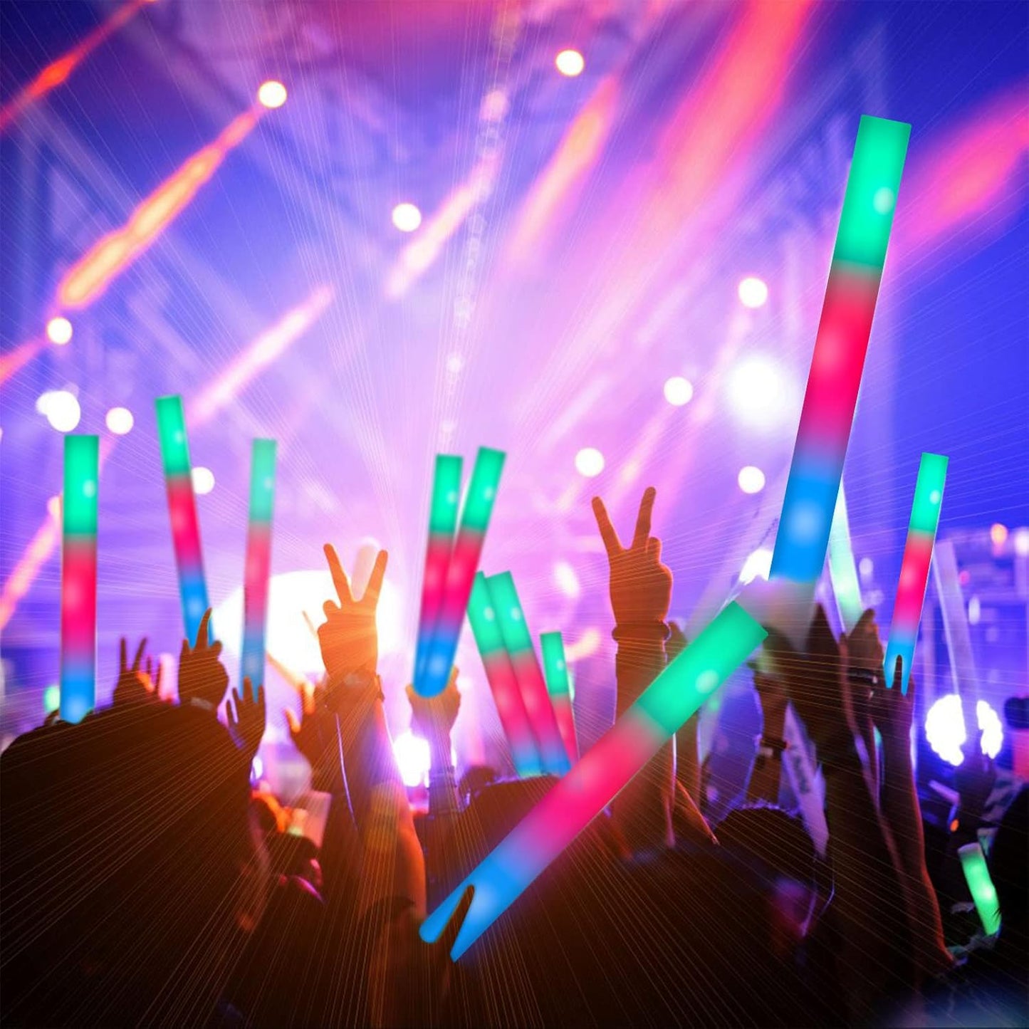 SHQDD LED Foam Glow Sticks - 28PCS Colorful Light-Up Party Pack with 3 Flashing Modes | Perfect for Weddings, Birthdays, Raves, and Celebrations