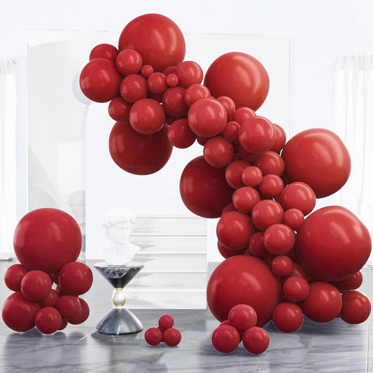 PartyWoo Burgundy Balloons - 100pcs Dark Red Balloon Arch Kit | Various Sizes for Graduation & Weddings