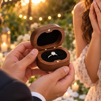 Solid Black Walnut Ring Box, 1 Slot Oval Jewelry Box – Engagem..
