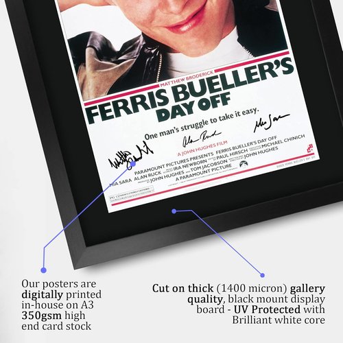 HWC Trading Ferris Bueller's Day Off Autographed Picture - 16" x 12" Framed Movie Memorabilia
