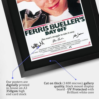 HWC Trading Ferris Bueller's Day Off Autographed Picture - 16" x 12" Framed Movie Memorabilia
