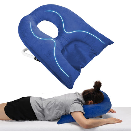 Face Down Pillow for Sleeping, Prone Pillow for Vitrectomy or Retinal Surgery, Adjustable Height Prone Prone Pillow Face Down Sleep, Retina Lying Pillow Eye Surgery Recovery (Velvet-Dark blue)