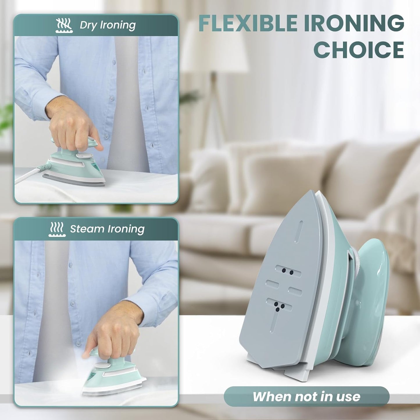 PIOMATIC Mini Travel Steam Iron - Dual Voltage, Temperature Control, Non-Stick Soleplate | Perfect for Sewing & Quilting
