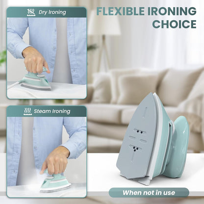 PIOMATIC Mini Travel Steam Iron - Dual Voltage, Temperature Control, Non-Stick Soleplate | Perfect for Sewing & Quilting