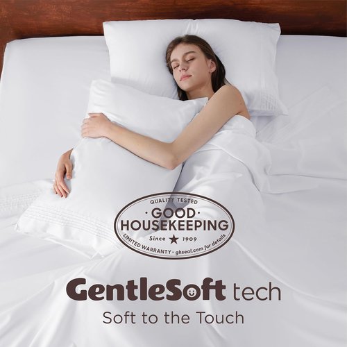 Bedsure Deep Pocket Queen Sheets Set - Soft & Cooling 4-Piece Bed Sheets for 21-Inch Mattresses | Moisture-Wicking, Easy Fit, White