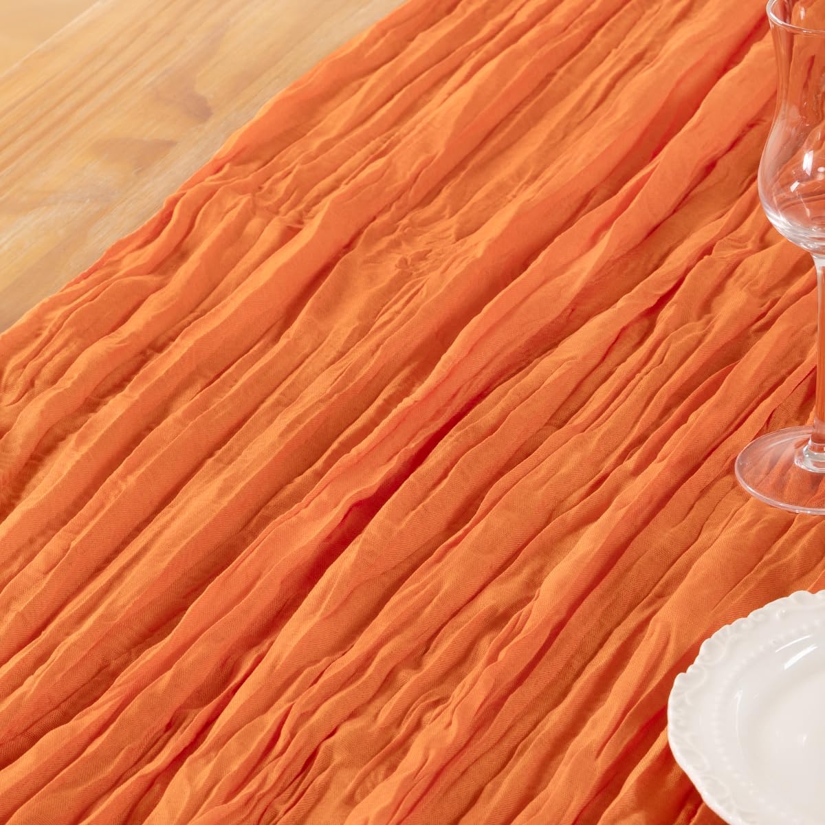 Orange Cheesecloth Table Runner - 6 Pack Boho Gauze Decor for Spring & Easter | 120 Inches
