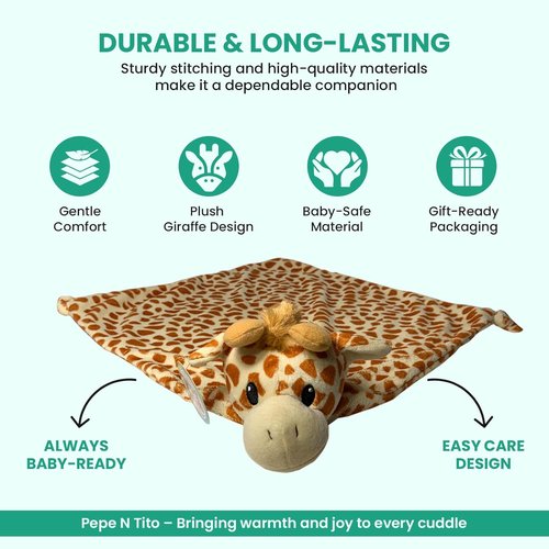 Giraffe Security Blanket - Ultra-Soft Baby Lovey for Sensory Comfort & Sleep Support | Machine Washable, Newborn & Toddler