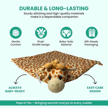 Giraffe Security Blanket - Ultra-Soft Baby Lovey for Sensory Comfort & Sleep Support | Machine Washable, Newborn & Toddler