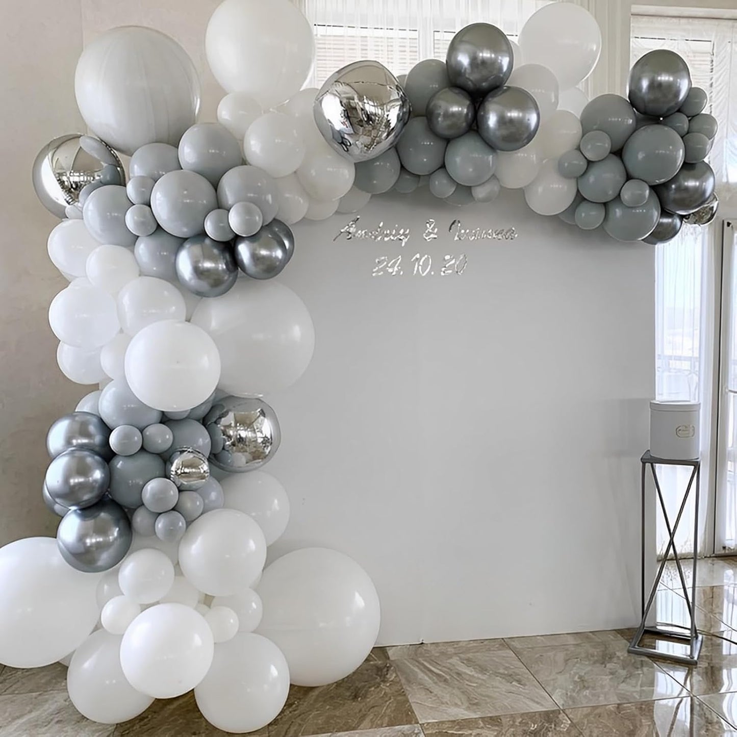 Voircoloria 12-Inch Gray Balloons - 110pcs Latex Party Balloons for Weddings, Graduations & Celebrations