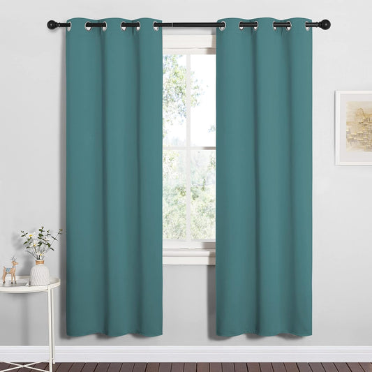 NICETOWN Blackout Curtain Panels - Thermal Insulated Draperies in Sea Teal | 34x72 Inches, One Pair