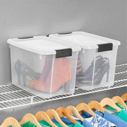 Sterilite Clear Plastic Storage Containers - Stackable 30 Quart & 18 Quart Bins with Latching Lid | 6 Pack