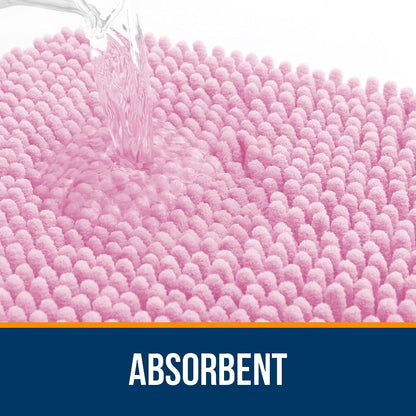 OLANLY Bathroom Rugs - Extra Soft Chenille Bath Mats | Quick Dry, Machine Washable, 30x20, Pink