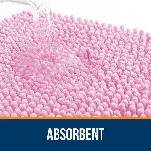 OLANLY Bathroom Rugs 36x24, Extra Soft Absorbent Chenille Bath Rugs, Rubber Backing Quick Dry, Machine Washable Bath Mats for Bathroom Floor, Tub and Shower, Home Decor Accessories, Pink