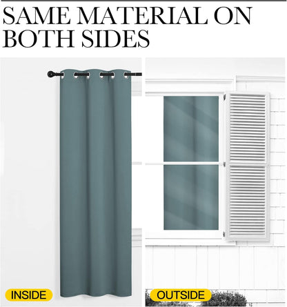 NICETOWN Modern Blackout Curtains - Noise Reducing & Thermal Insulated Drapes | Greyish Blue, 2 Panels (W55 x L68-Inch)