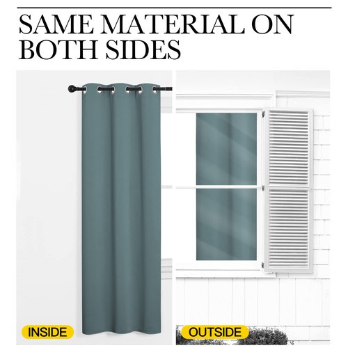 NICETOWN Modern Blackout Curtains Noise Reducing, Thermal Insulated and Privacy Room Darkening Drape Panels for Boy's Guest Room Door Window (Greyish Blue, 2 Panels, W42 x L95 -Inch)