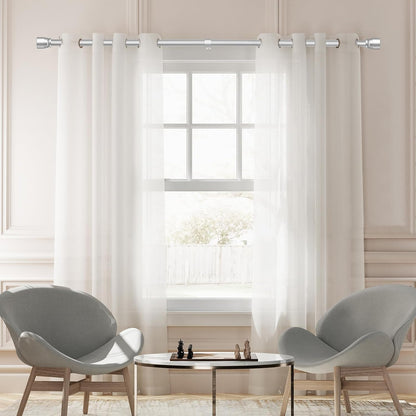 Skiennix 1" Diameter Silver Curtain Rod - Heavy Duty Adjustable 30-90 Inch Length for 30-84 Inch Windows