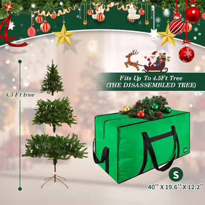 Heavy Duty Christmas Tree Storage Bag by [Brand Name] - Reinforced Handles & Dual Zippers | Fits 3FT-4.5FT Artificial Trees, Green