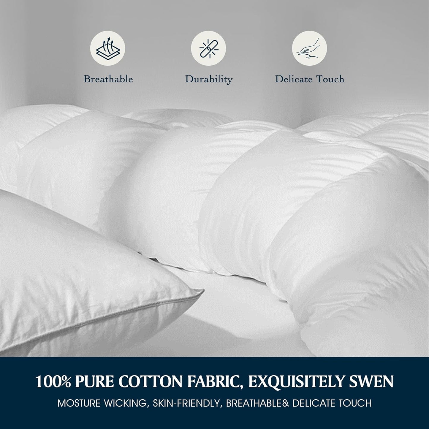 Serta Goose Feather Down Comforter - Hotel Luxury Hypoallergenic Twin Size Duvet Insert | 100% Cotton, 68 x 90 Inch, White