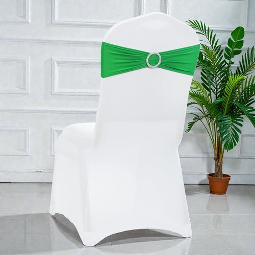 MDS Spandex Chair Sashes - Universal Fit Elastic Dining Chair Bands with Buckle | Light Green, Pack of 50