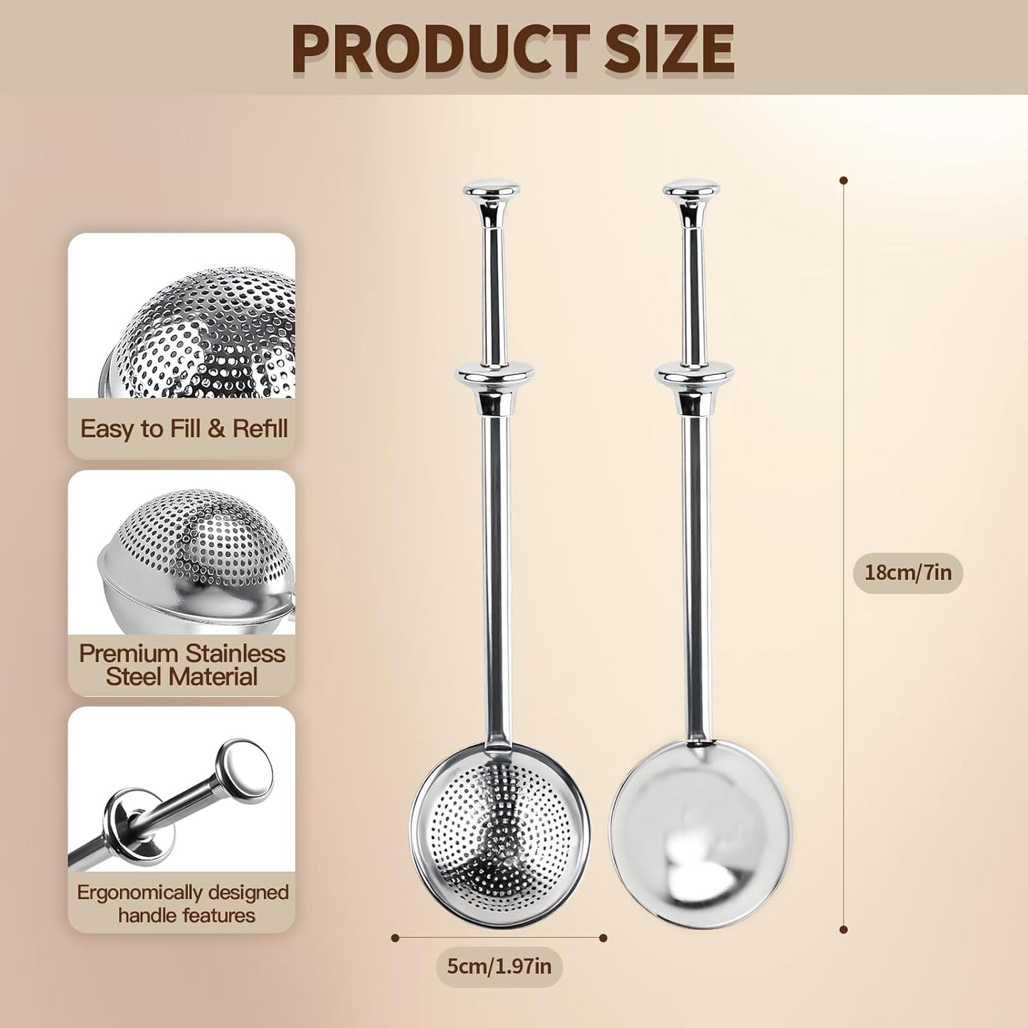 Skiennix Flour Duster - Stainless Steel Sugar Shaker & Powder Sifter | 2-Piece Set for Baking