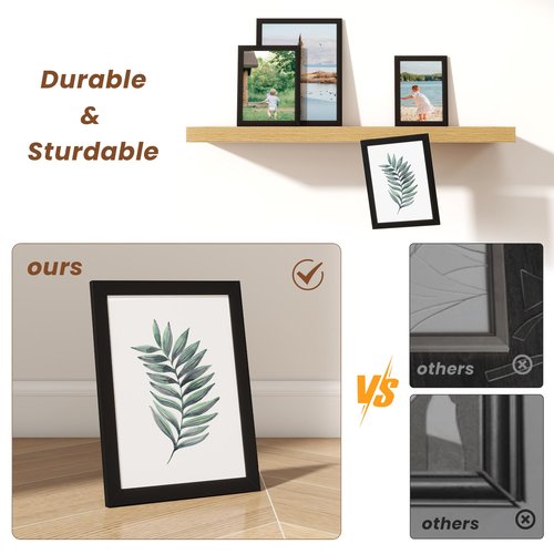 11x14 Picture Frame Set of 2,Display Pictures 11"x14",Black Photo Frame with Shatter Resistant Plexiglass,Picture Frames 11x14 Tabletop and Wall Mount,Poster Frame for Display Certificate Document