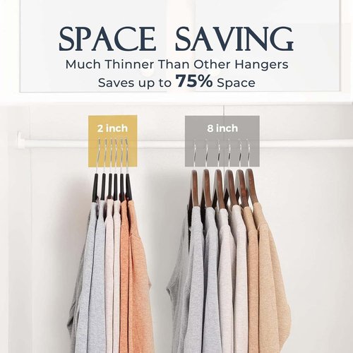 HOUSE DAY Velvet Hangers - 60 Pack with Pants Organizer - Elegant Black Storage Solution