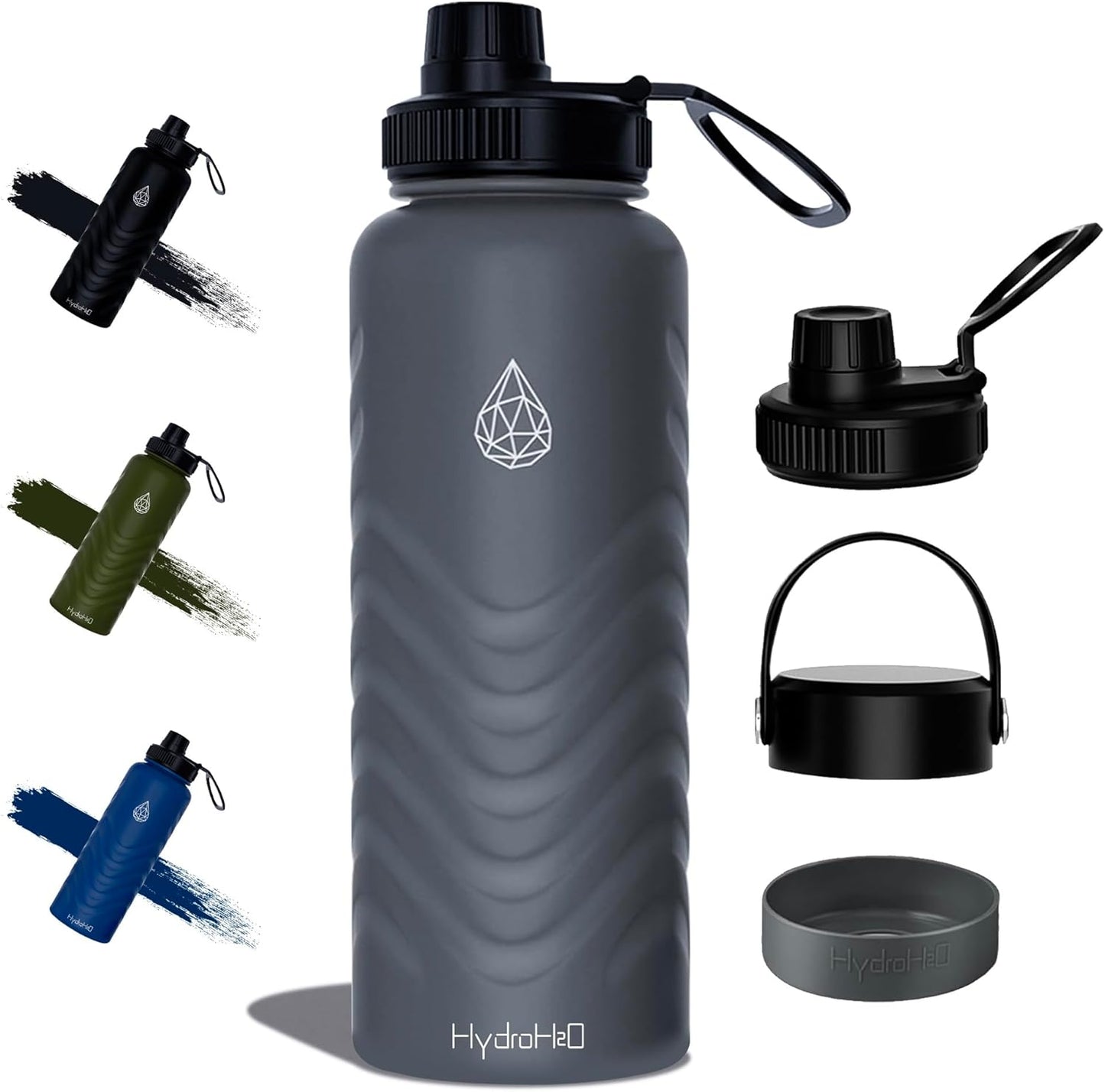 Skiennix 32oz Stainless Steel Insulated Water Bottle - 48H Cold & 24H Hot, Leak-Proof, BPA-Free | Grey