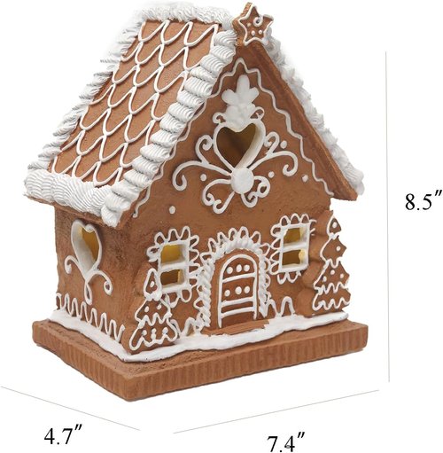 Lighted Gingerbread House by [Brand Name] - Festive Christmas Decor | 8.5 Inch Gingerbread Village