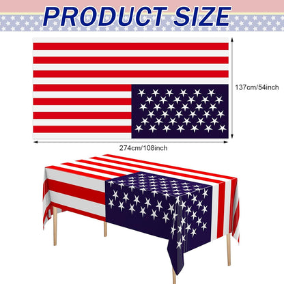 Newwiee Patriotic Tablecloth - American Flag Design | 54x108 Disposable Plastic for Memorial Day Parties (6 Pcs)