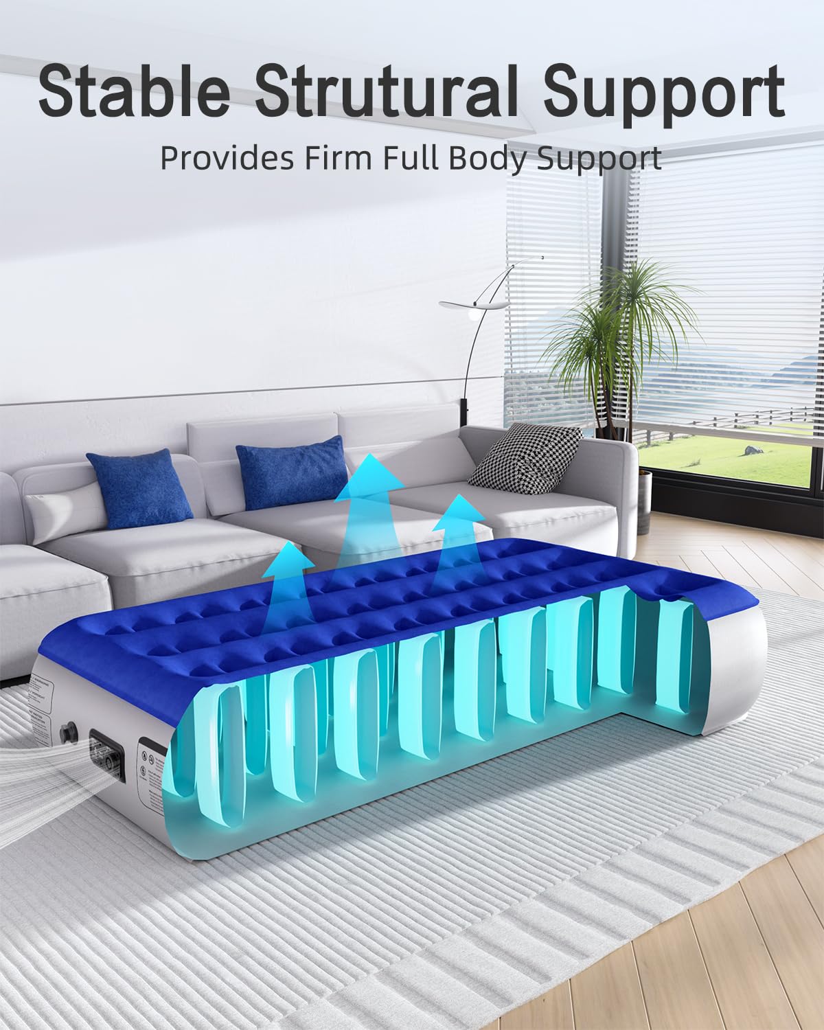 Xsleep Twin Air Mattress with Built in Pump Luxurious Comfort Raised Inflatable Mattress Twin Airbed Blow Up Mattress for Home and Guests 75"*39"*13" Air Bed 2 Minutes Fast Inflate/Deflate 330 lbs Max