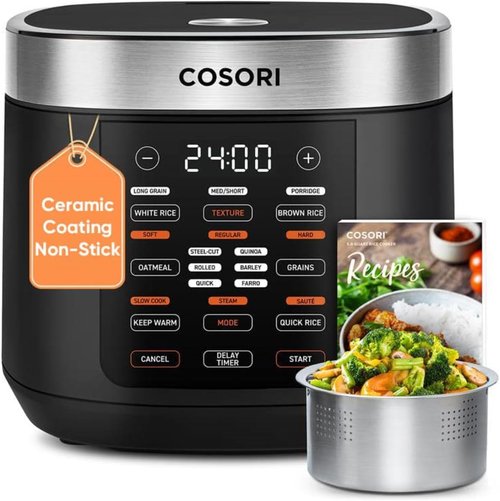 COSORI Rice Cooker - 10 Cup Capacity with 24-Hour Keep Warm Feature | Non-Stick Ceramic Pot & 18 Functions