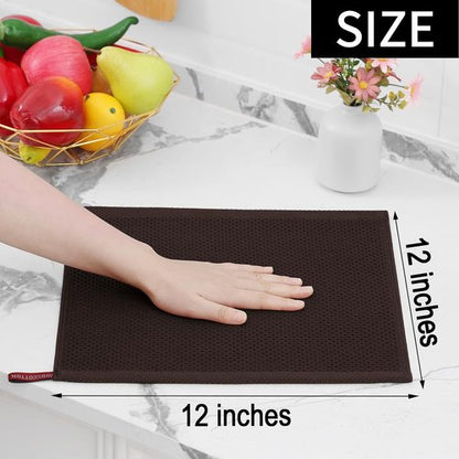 Homaxy 100% Cotton Waffle Weave Dish Cloths - Ultra Soft & Absorbent Quick-Drying Towels | 12x12 Inches, 6-Pack, Dark Brown
