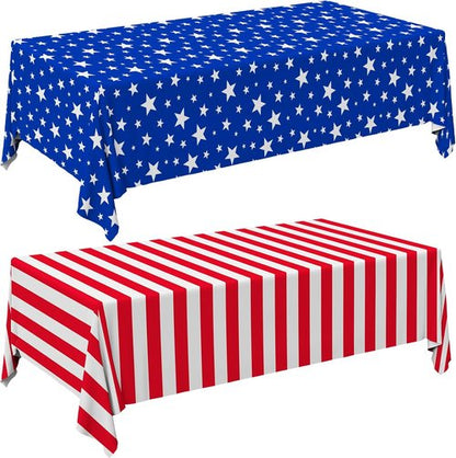 American Flag Party Decorations Set by [Brand Name] - Patriotic Theme Kit for 4th of July & Election Day, Includes 2 Disposable Plastic Tablecloths