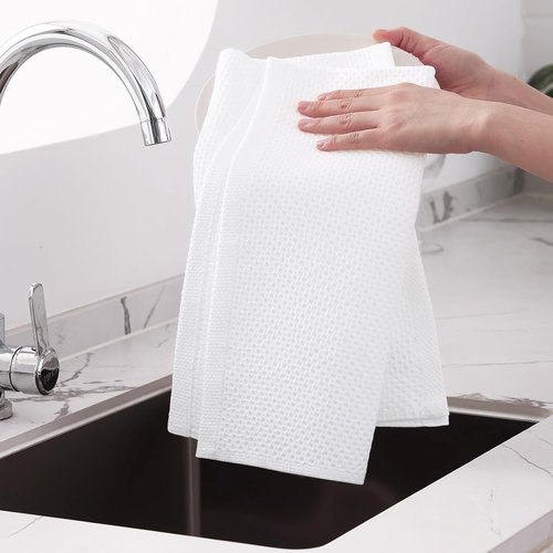 Homaxy 100% Cotton Kitchen Dish Towels - Ultra Soft, Absorbent & Quick Drying | 20 x 28 Inches, 4-Pack, White