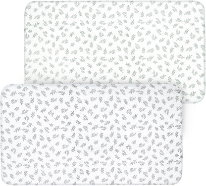 Skiennix Fitted Crib Sheets - 2 Pack for Boys & Girls | Neutral Prints, Fits Standard 52”x28” Mattress