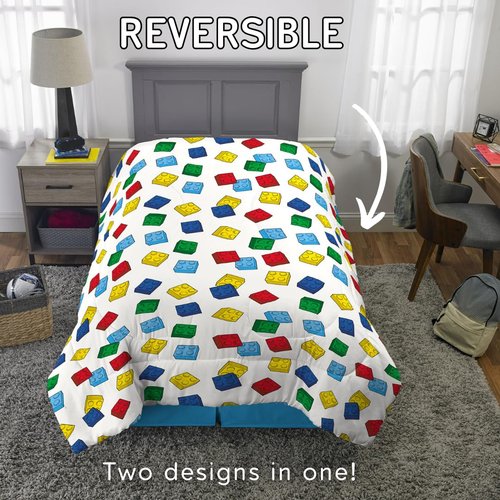 Franco Lego Bricks Kids Bedding Soft Microfiber Comforter, Twin, (Officially Licensed Product)