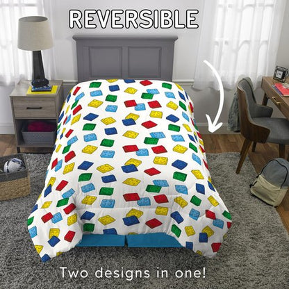 Franco Lego Bricks Kids Bedding Soft Microfiber Comforter, Twin, (Officially Licensed Product)