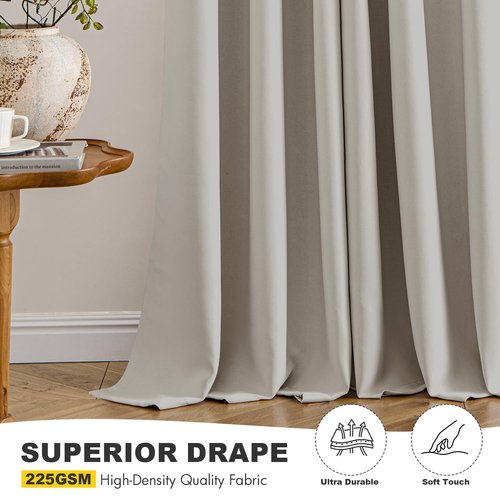 MIULEE Natural Blackout Curtains for Bedroom Living Room 72 Inches Long 2 Panels, Thermal Insulated Room Darkening Drapes Solid Grommet Noise Reduction Light Blocking Window Treatments 40x72 inch