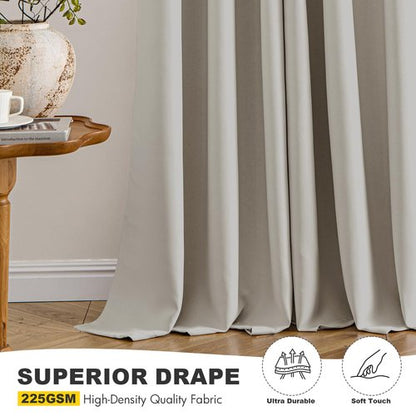 MIULEE Natural Blackout Curtains for Bedroom Living Room 72 Inches Long 2 Panels, Thermal Insulated Room Darkening Drapes Solid Grommet Noise Reduction Light Blocking Window Treatments 40x72 inch