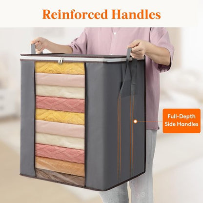 Lifewit Extra Large Blanket Storage Bags - 120L Foldable Containers with Reinforced Handles | 3 Pack for Bedding & Comforters