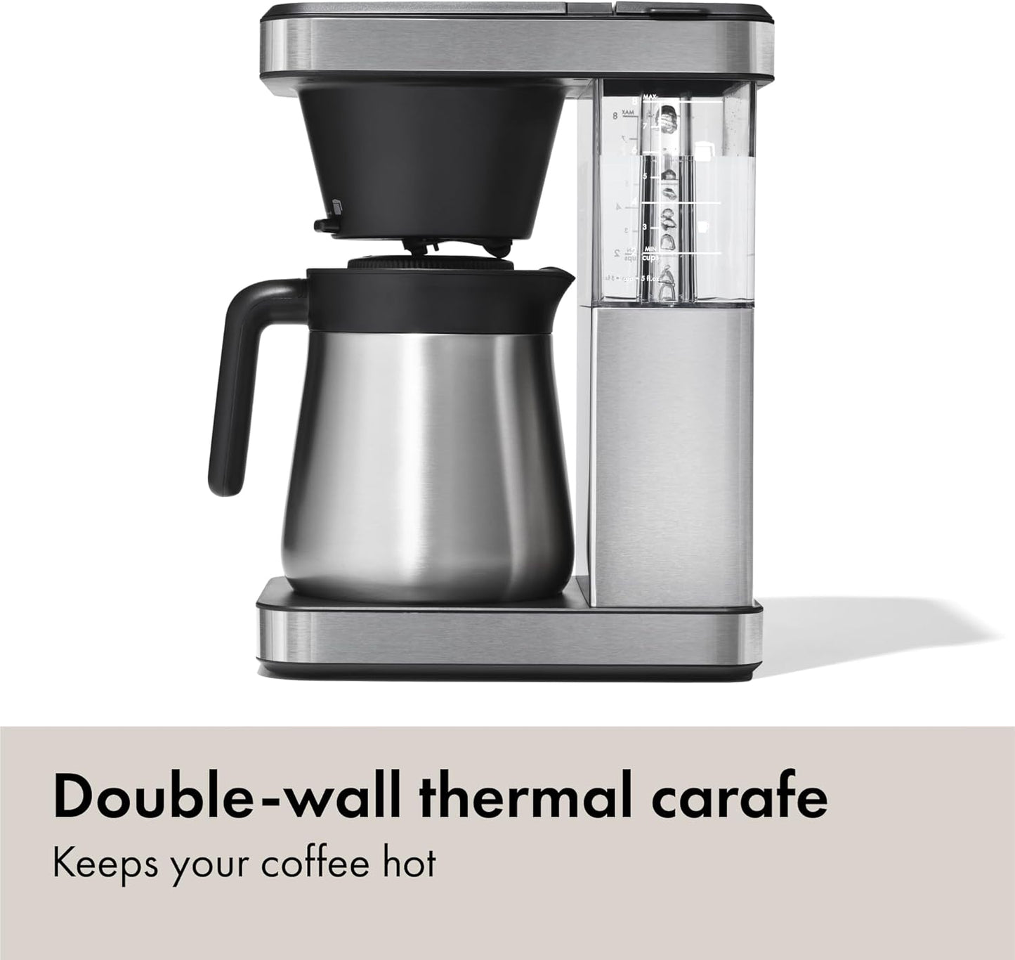 OXO Brew 8-Cup Coffee Maker - SCA Certified Thermal Stainless Steel | Single-Serve & Carafe