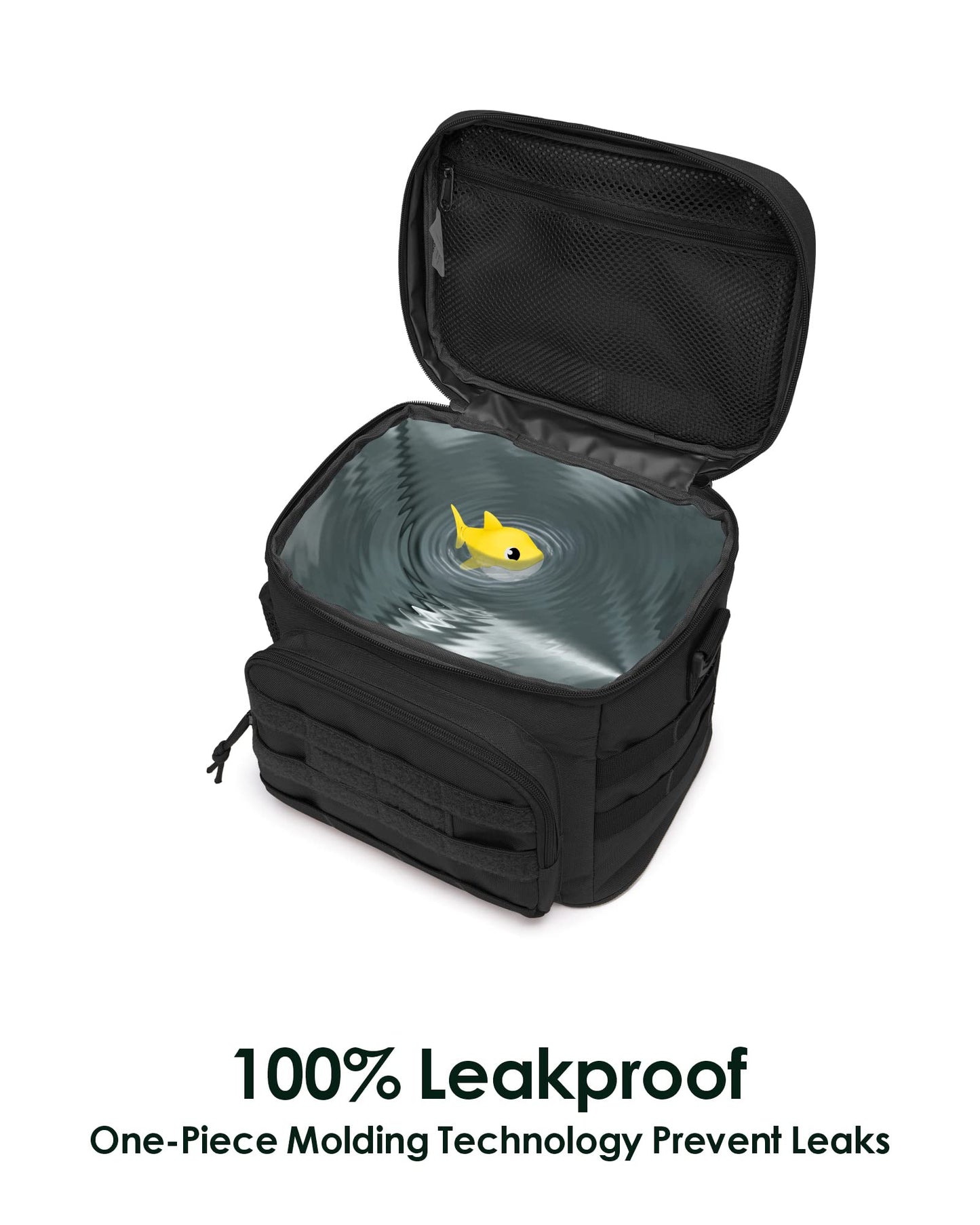 TACTICISM Tactical Lunch Box for Men, 12L MOLLE Lunch Bag Adult, Large Durable Leakproof Cooler with Detachable Water Bottle Pouch for Work Camping Fishing, Black