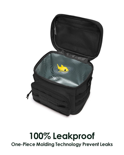 TACTICISM Tactical Lunch Box for Men, 12L MOLLE Lunch Bag Adult, Large Durable Leakproof Cooler with Detachable Water Bottle Pouch for Work Camping Fishing, Black